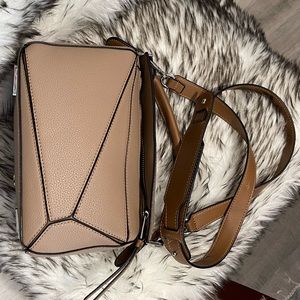 Women puzzle handbag, tan